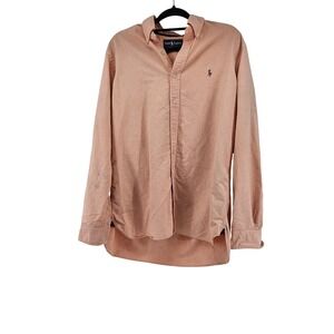 Ralph Lauren Mens Oxford Button Down Shirt Classic Fit Peach XL Long Sleeve